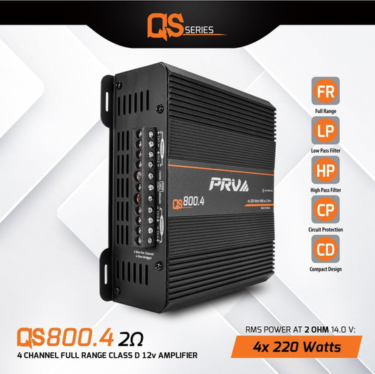 PRV Audio QS800.4 2 Ohm Car Amplifier