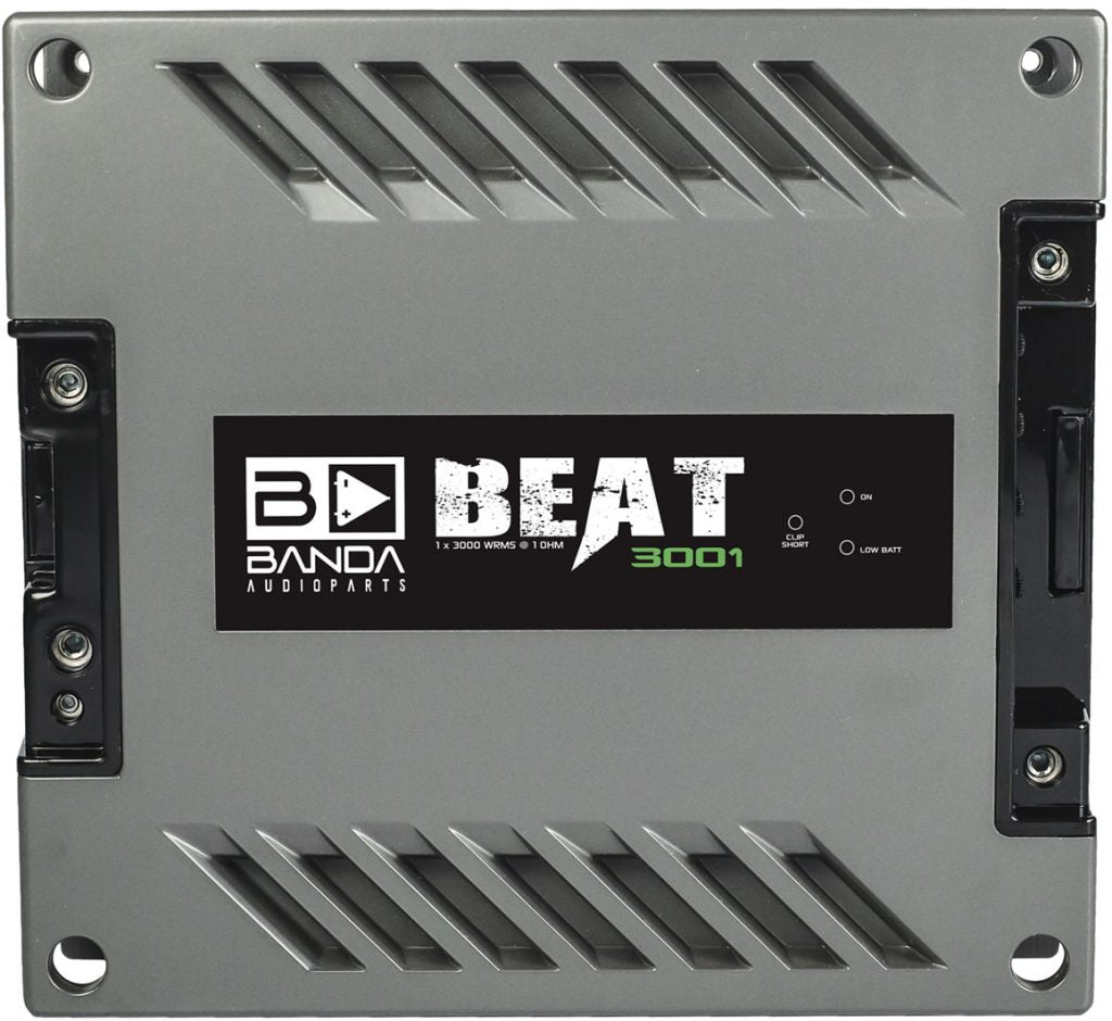 Banda 1-Channel Vehicle Audio Amplifier - 3000 Watts High-Powered Mono Bass Amplifier w/Subsonic Filter and Low Pass Filter Stable at 1 ohm, LED Indicators, Sound Specialization - BANDA BEAT3001